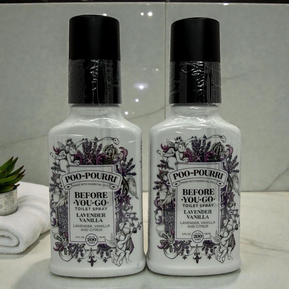 Poo-Pourri Lavender Vanilla Toilet Spray 2 Pack 4oz Odor Preventer 200 Uses Each